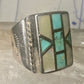 Navajo ring turquoise mop band size 8.75 sterling silver women men