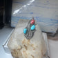 Long Navajo Ring Turquoise Coral leaves flower sterling silver size 6 women