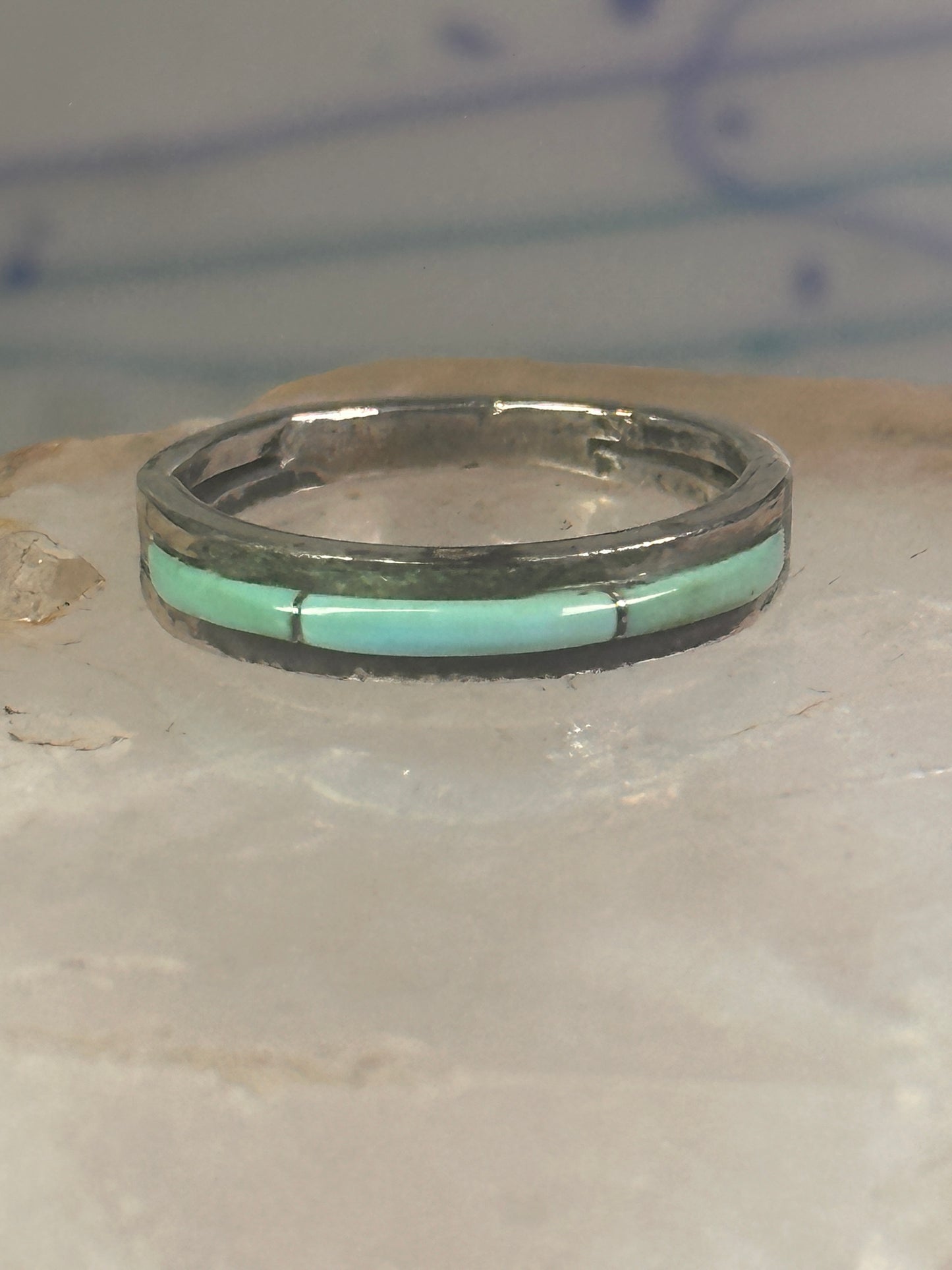 Navajo Turquoise ring size 7.25 southwest band sterling silver women girls