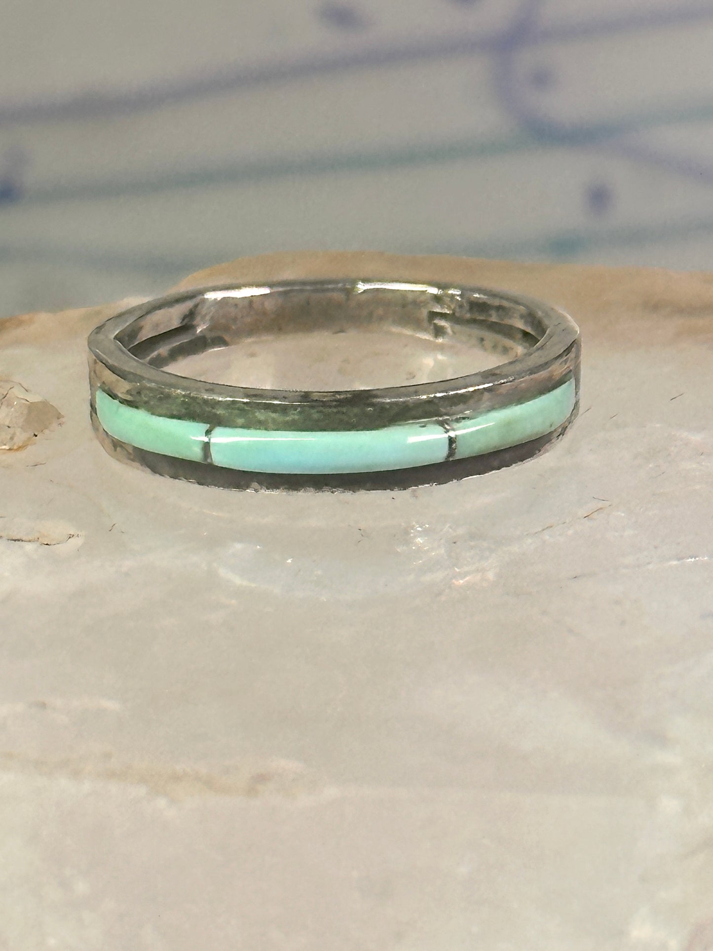 Navajo Turquoise ring size 7.25 southwest band sterling silver women girls