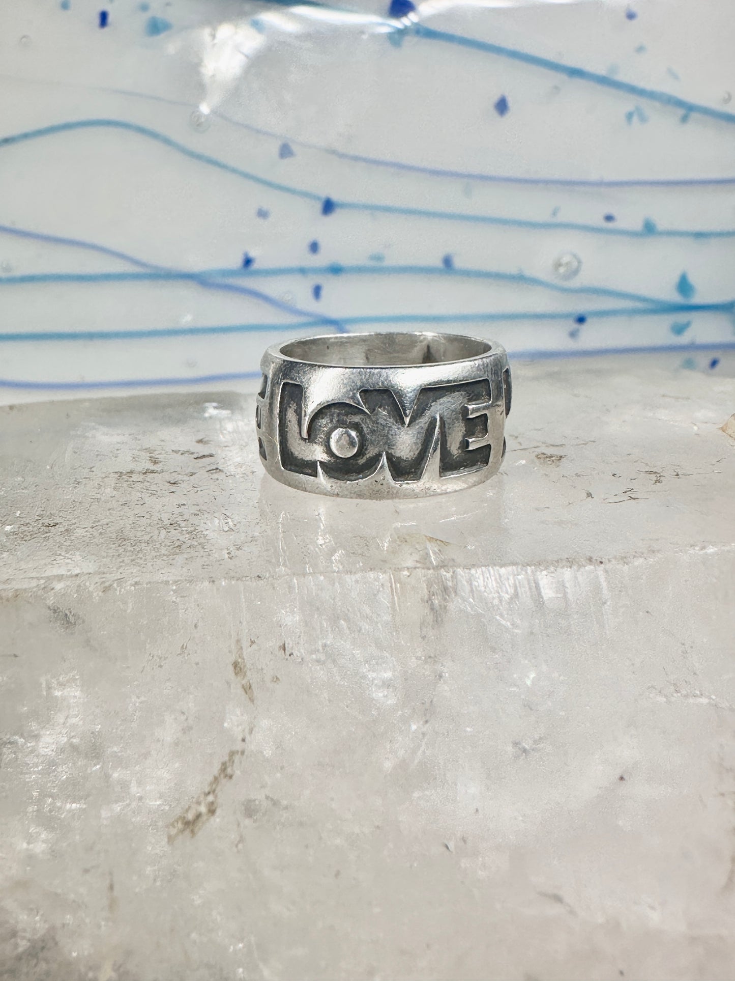 Love ring Valentine Wide band by Bell size 5 sterling silver women boys girls pinky