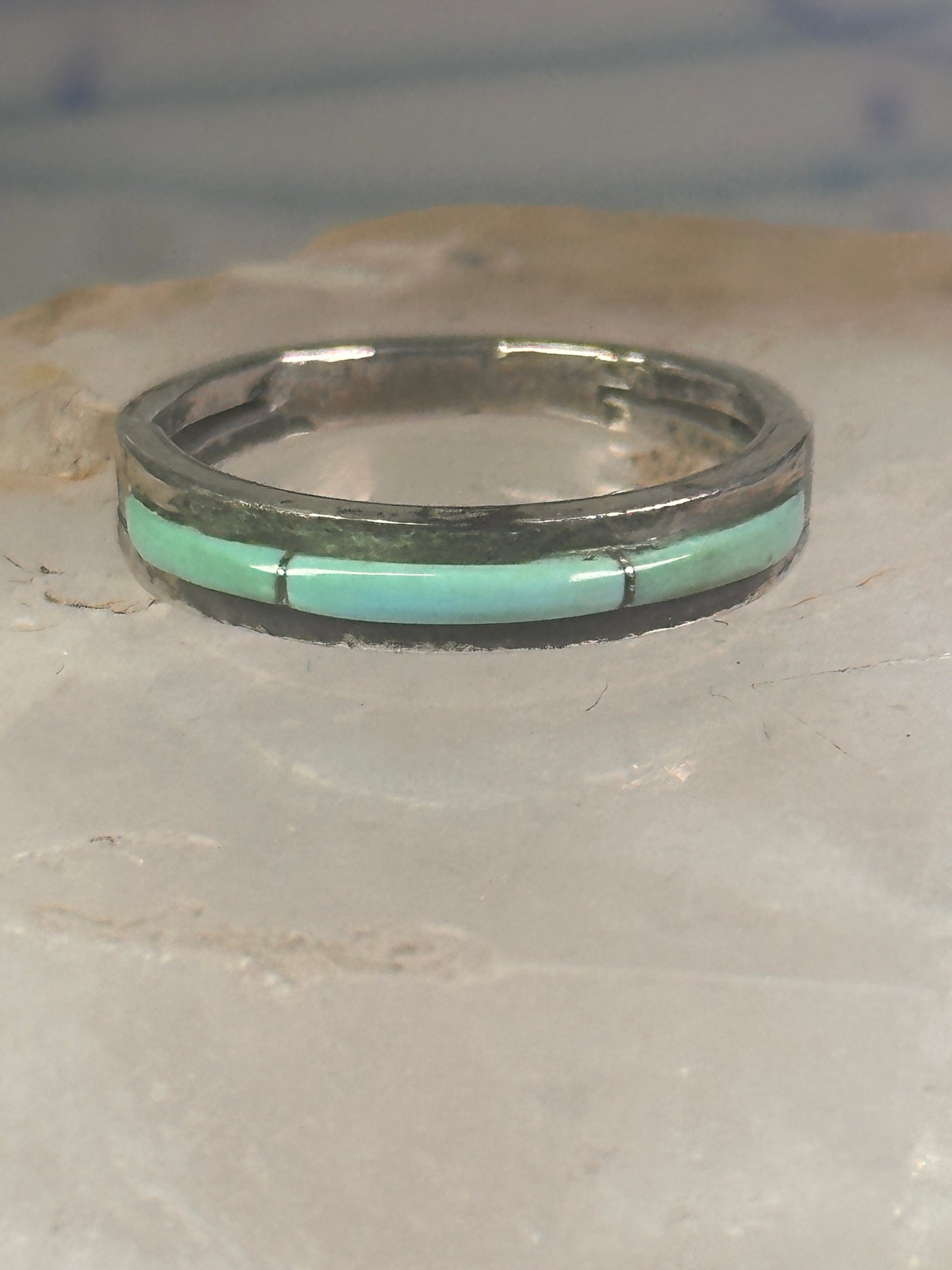 Navajo Turquoise ring size 7.25 southwest band sterling silver women girls