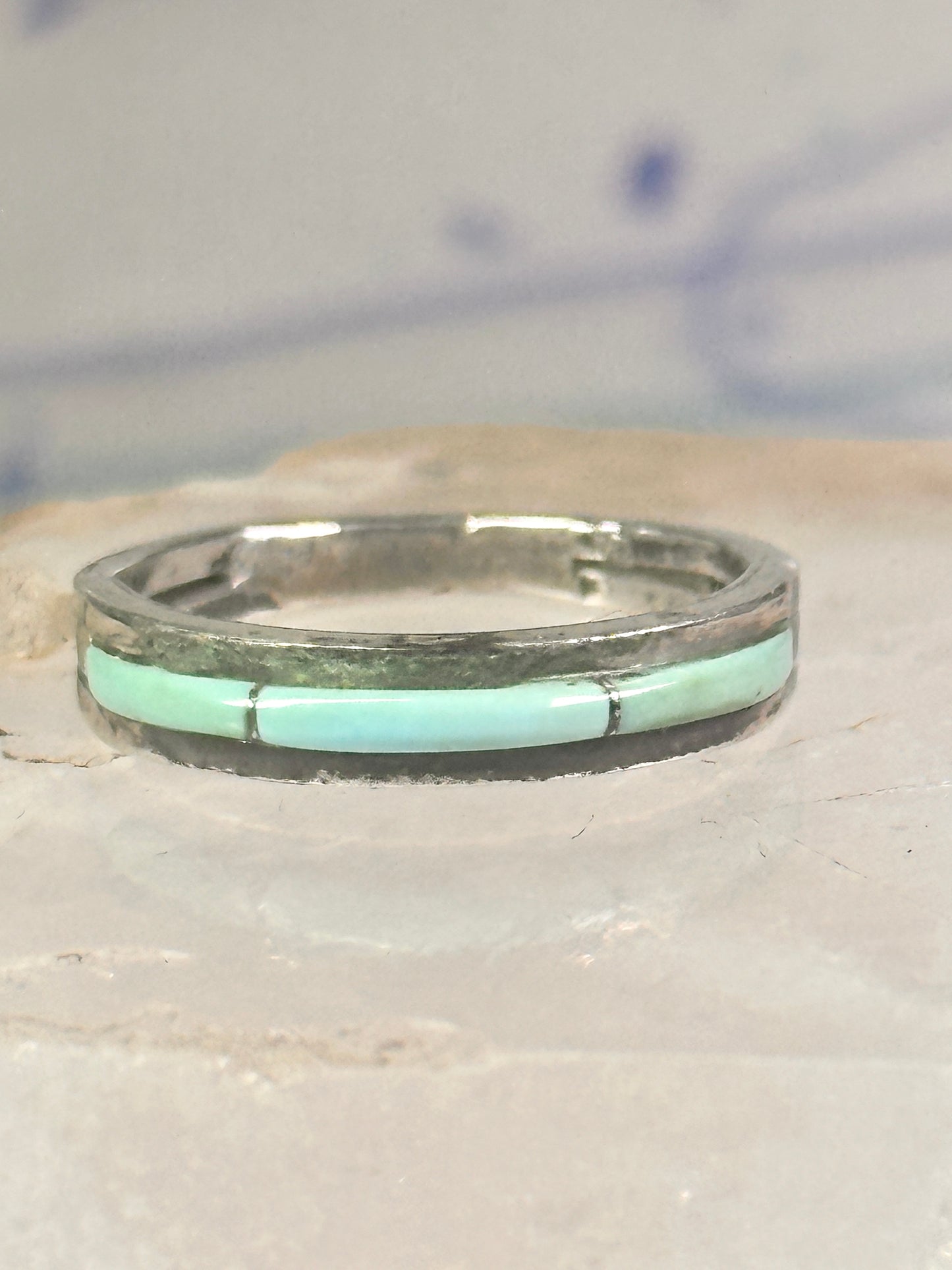 Navajo Turquoise ring size 7.25 southwest band sterling silver women girls