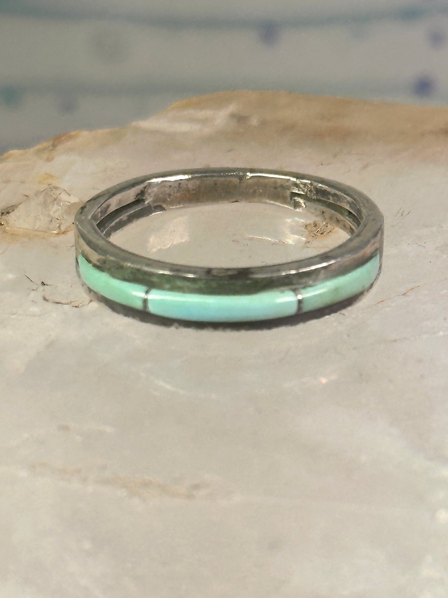 Navajo Turquoise ring size 7.25 southwest band sterling silver women girls