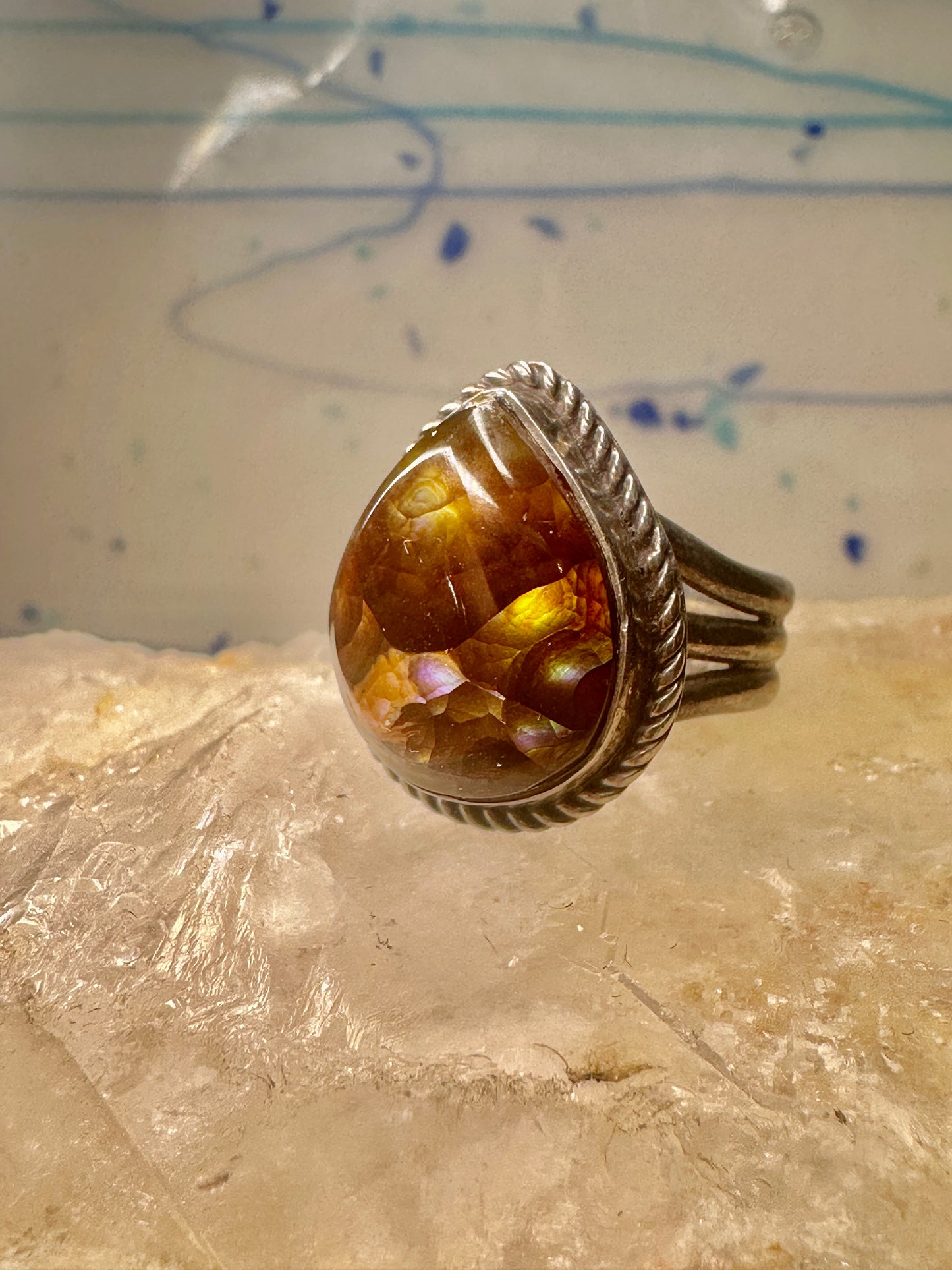 Fire Agate ring size 6 Navajo Vintage sterling silver women