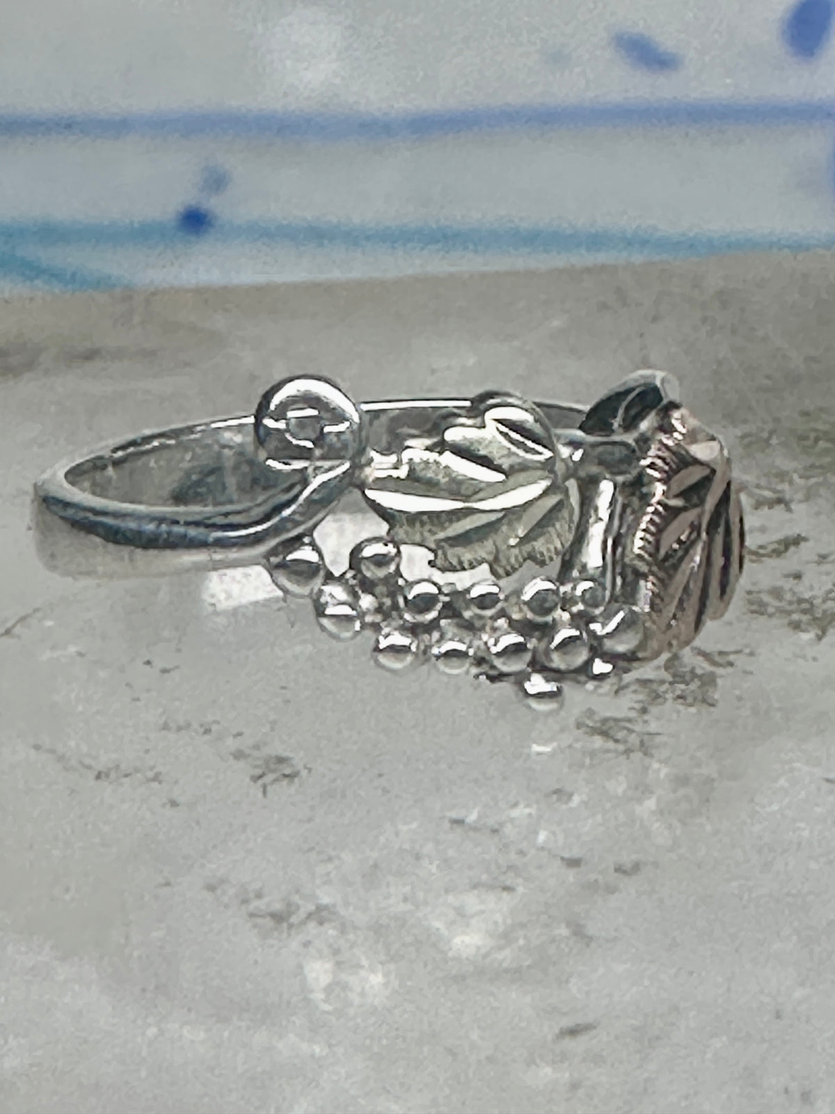 Vintage Sterling Silver 12K Gold Black Hills Gold Style Grape Leaf Ring Size 2.75 - 3 925