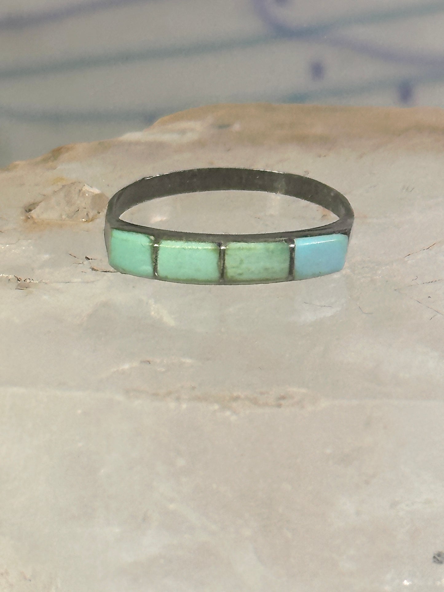Navajo Turquoise ring size 5.75 stacker band southwest sterling silver women girls