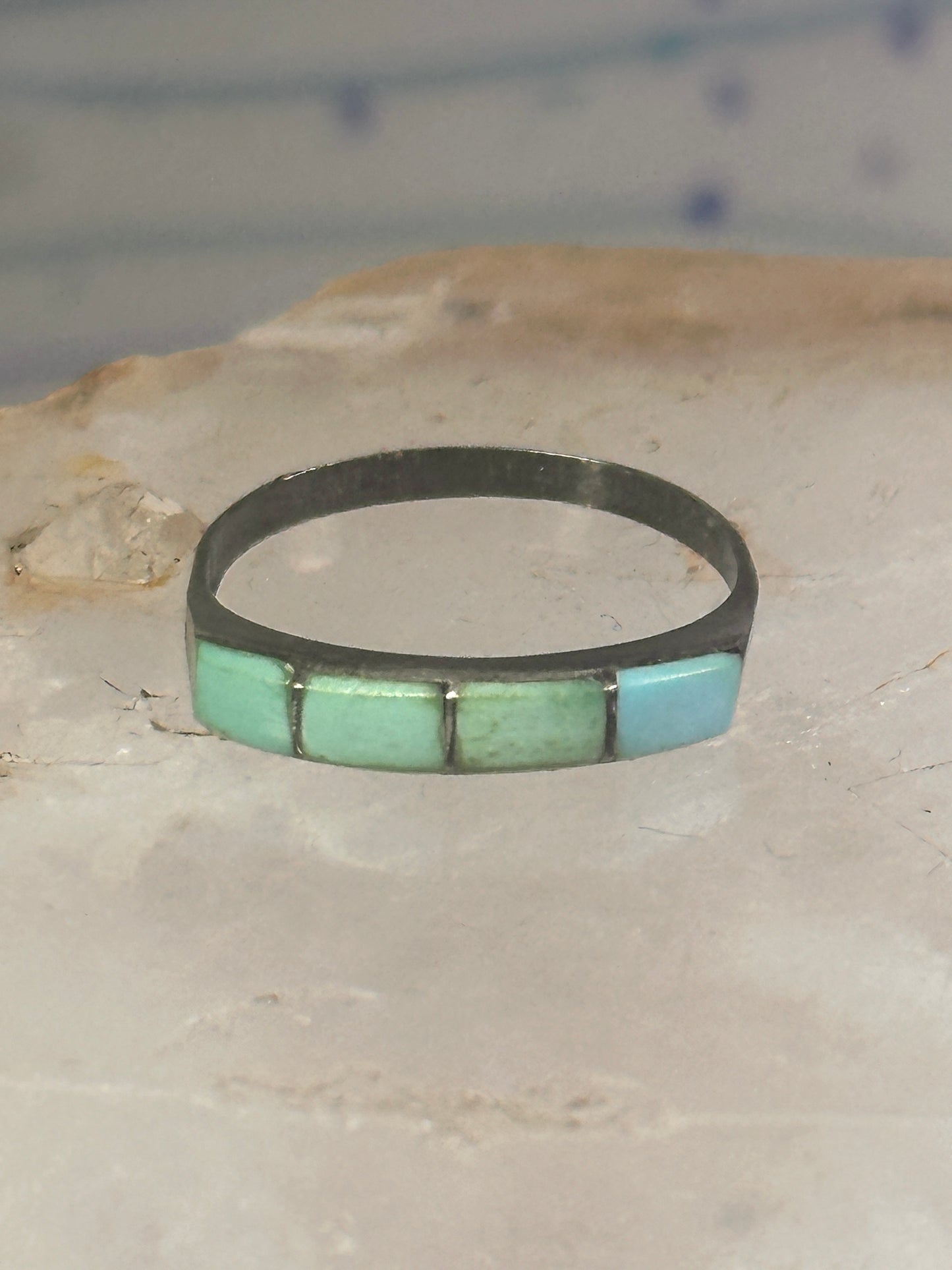 Navajo Turquoise ring size 5.75 stacker band southwest sterling silver women girls