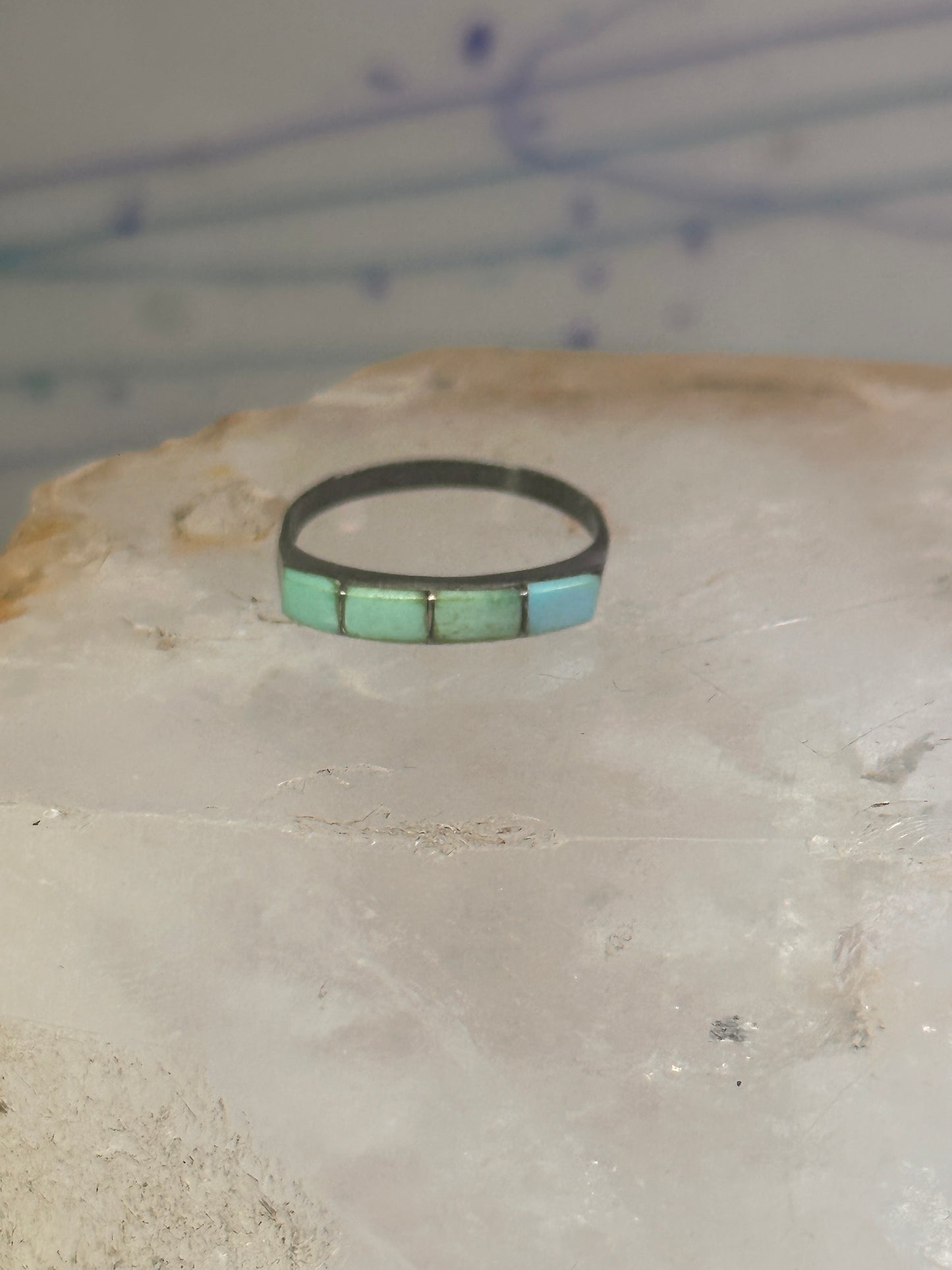 Navajo Turquoise ring size 5.75 stacker band southwest sterling silver women girls