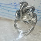 Octopus Ring Ocean brutalist  band sterling silver size 6 women