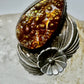 Fire Agate ring size 10 Navajo squash blossom sterling silver women