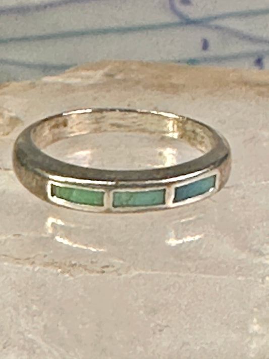 Navajo Turquoise ring size 7.75 stacker band southwest sterling silver women girls