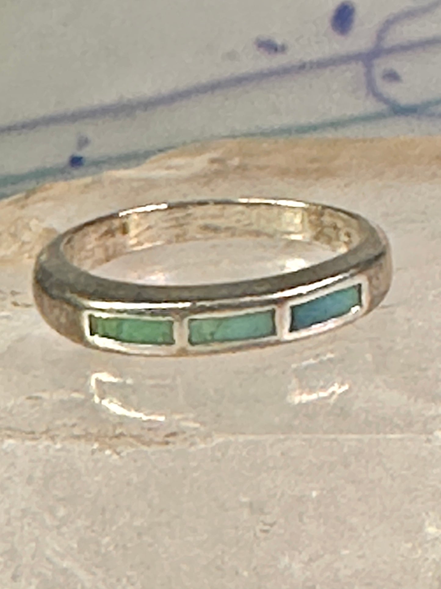 Navajo Turquoise ring size 7.75 stacker band southwest sterling silver women girls