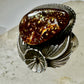 Fire Agate ring size 10 Navajo squash blossom sterling silver women