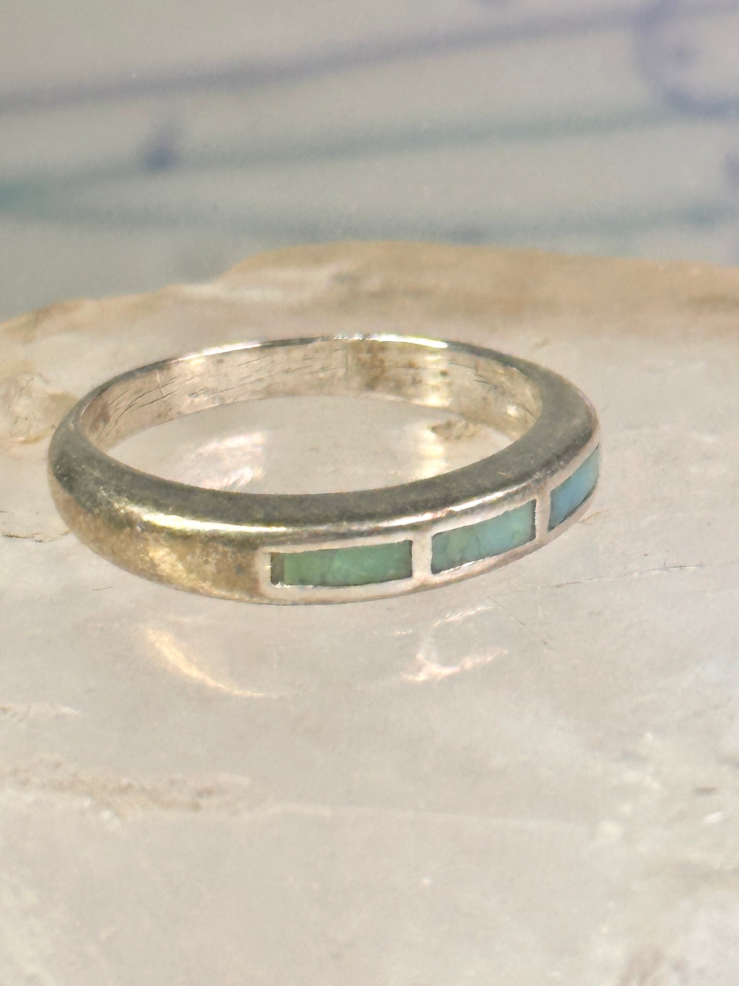 Navajo Turquoise ring size 7.75 stacker band southwest sterling silver women girls