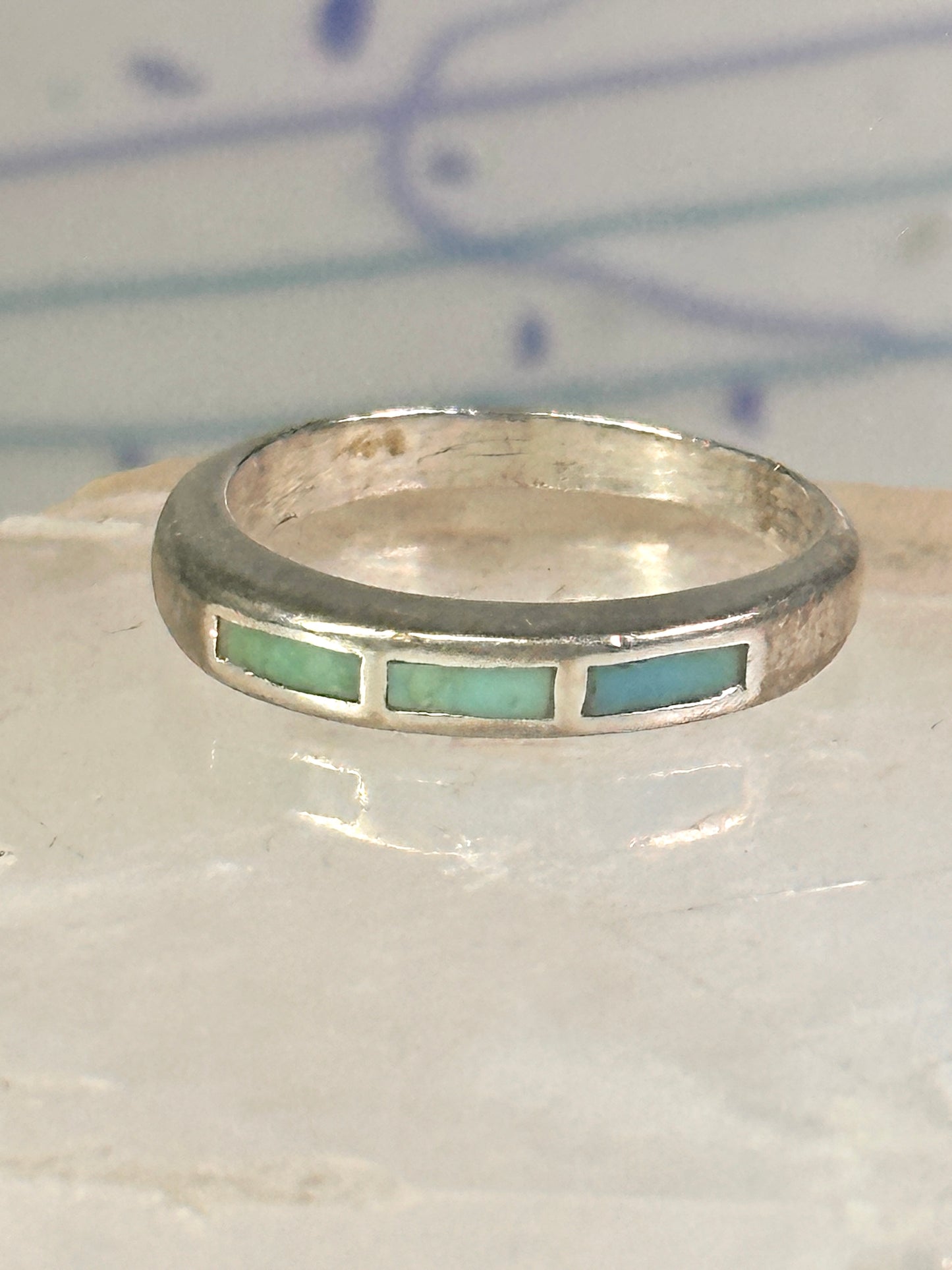 Navajo Turquoise ring size 7.75 stacker band southwest sterling silver women girls