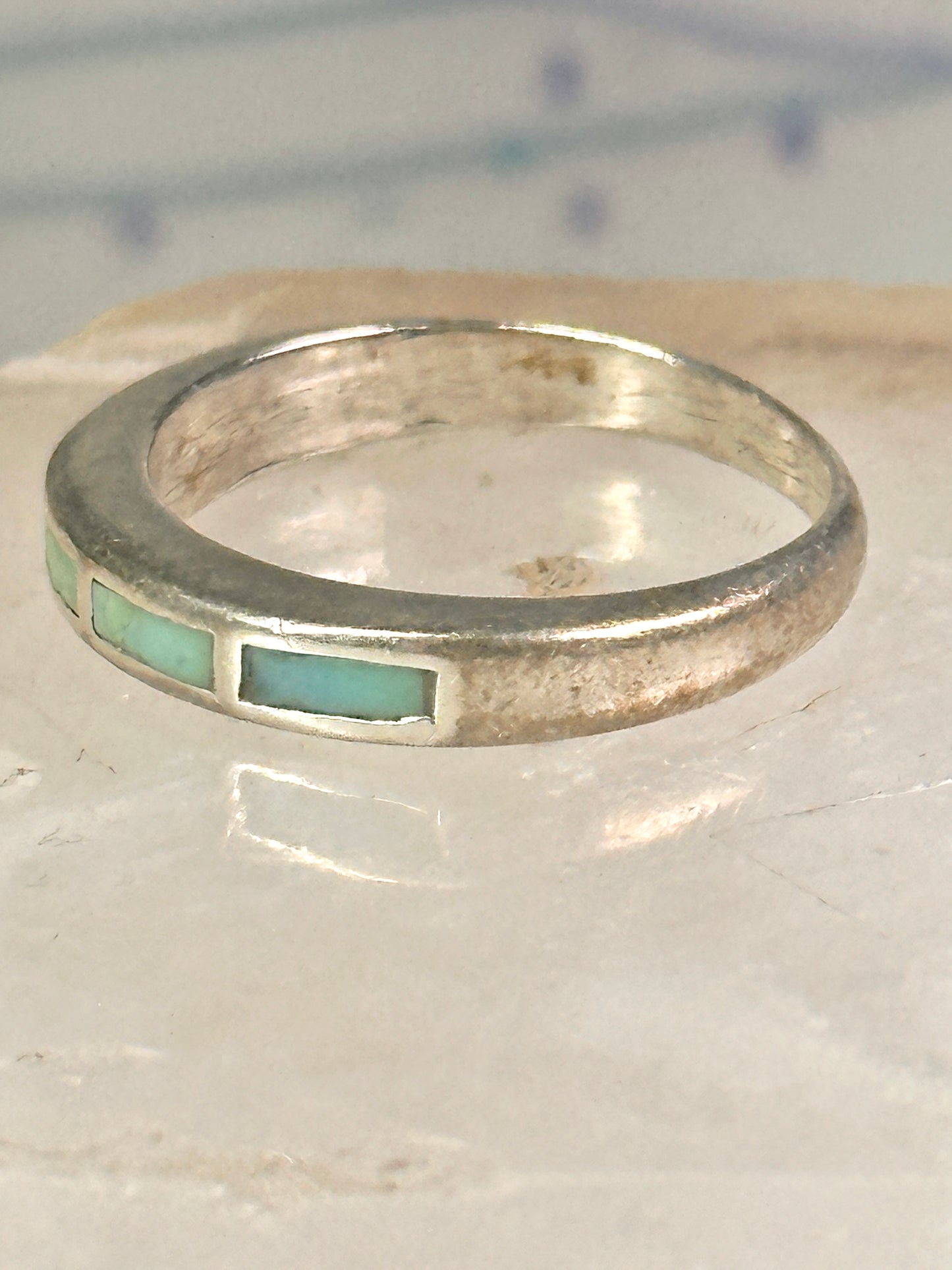 Navajo Turquoise ring size 7.75 stacker band southwest sterling silver women girls