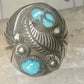 Navajo ring Turquoise feather leaf sign J Silversmith size 11 sterling silver women men