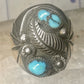 Navajo ring Turquoise feather leaf sign J Silversmith size 11 sterling silver women men