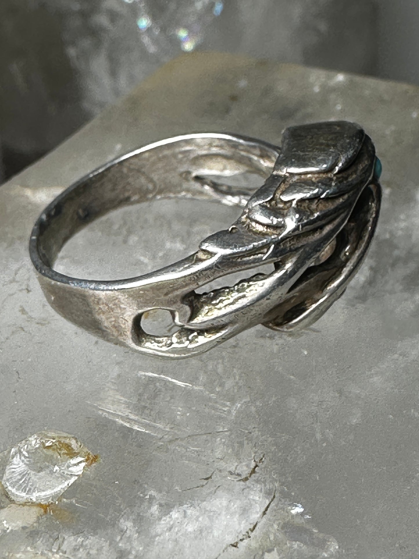 Eagle ring turquoise band size 11  southwest sterling silver vintage women men