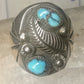 Navajo ring Turquoise feather leaf sign J Silversmith size 11 sterling silver women men