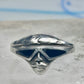 Vintage Sterling Silver Onyx Inlay Alien Futuristic Face Sunglasses Ring Size 6 925