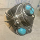 Navajo ring Turquoise feather leaf sign J Silversmith size 11 sterling silver women men