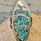 Long Phoenix ring southwest turquoise chips size 8 sterling silver women