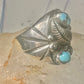Navajo ring Turquoise feather leaf sign J Silversmith size 11 sterling silver women men