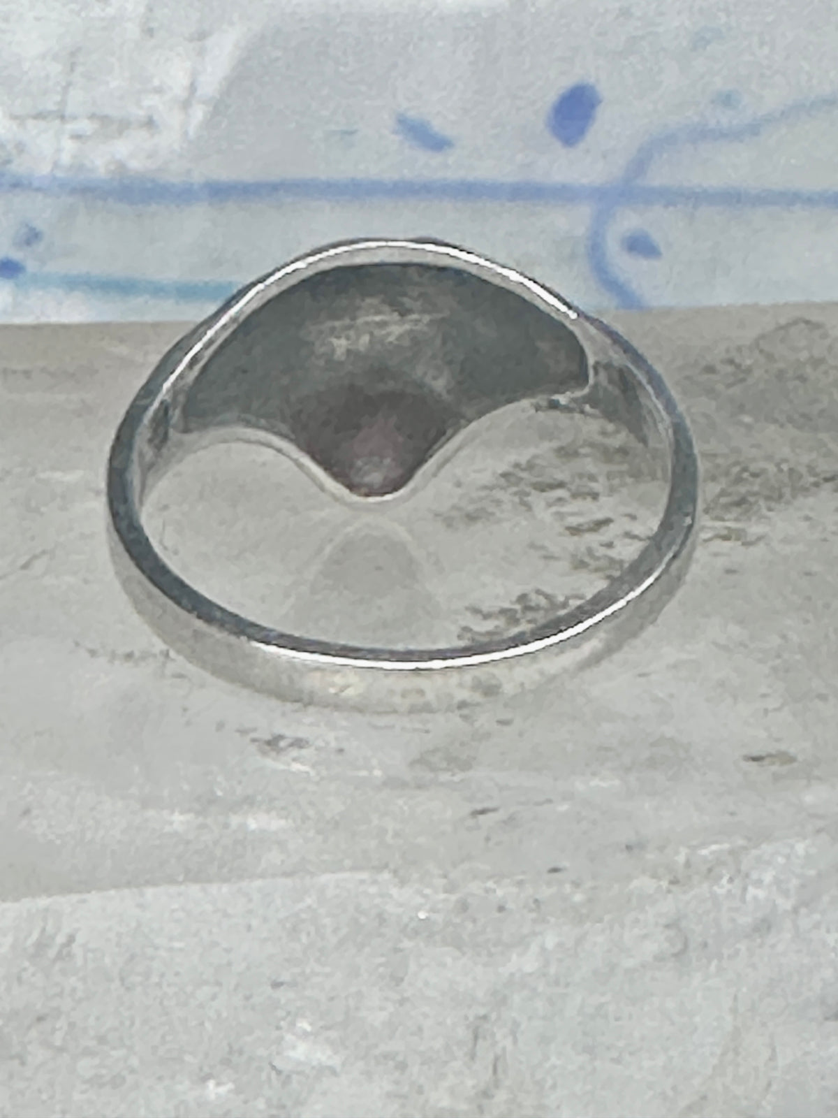 Vintage Sterling Silver Onyx Inlay Alien Futuristic Face Sunglasses Ring Size 6 925