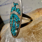 Long Phoenix ring southwest turquoise chips size 8 sterling silver women