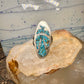 Long Phoenix ring southwest turquoise chips size 8 sterling silver women