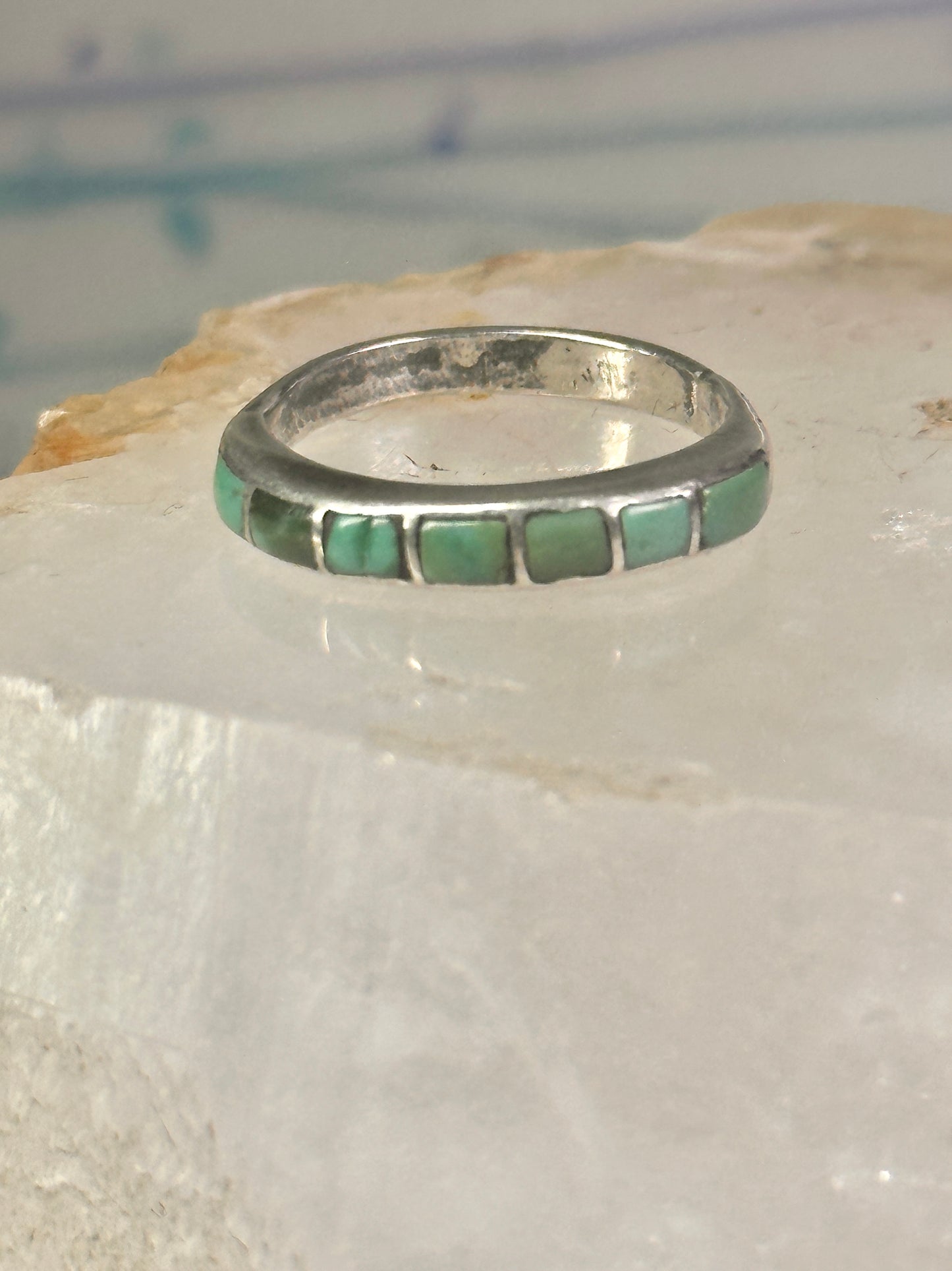 Navajo Turquoise ring size 6 stacker band southwest sterling silver women girls