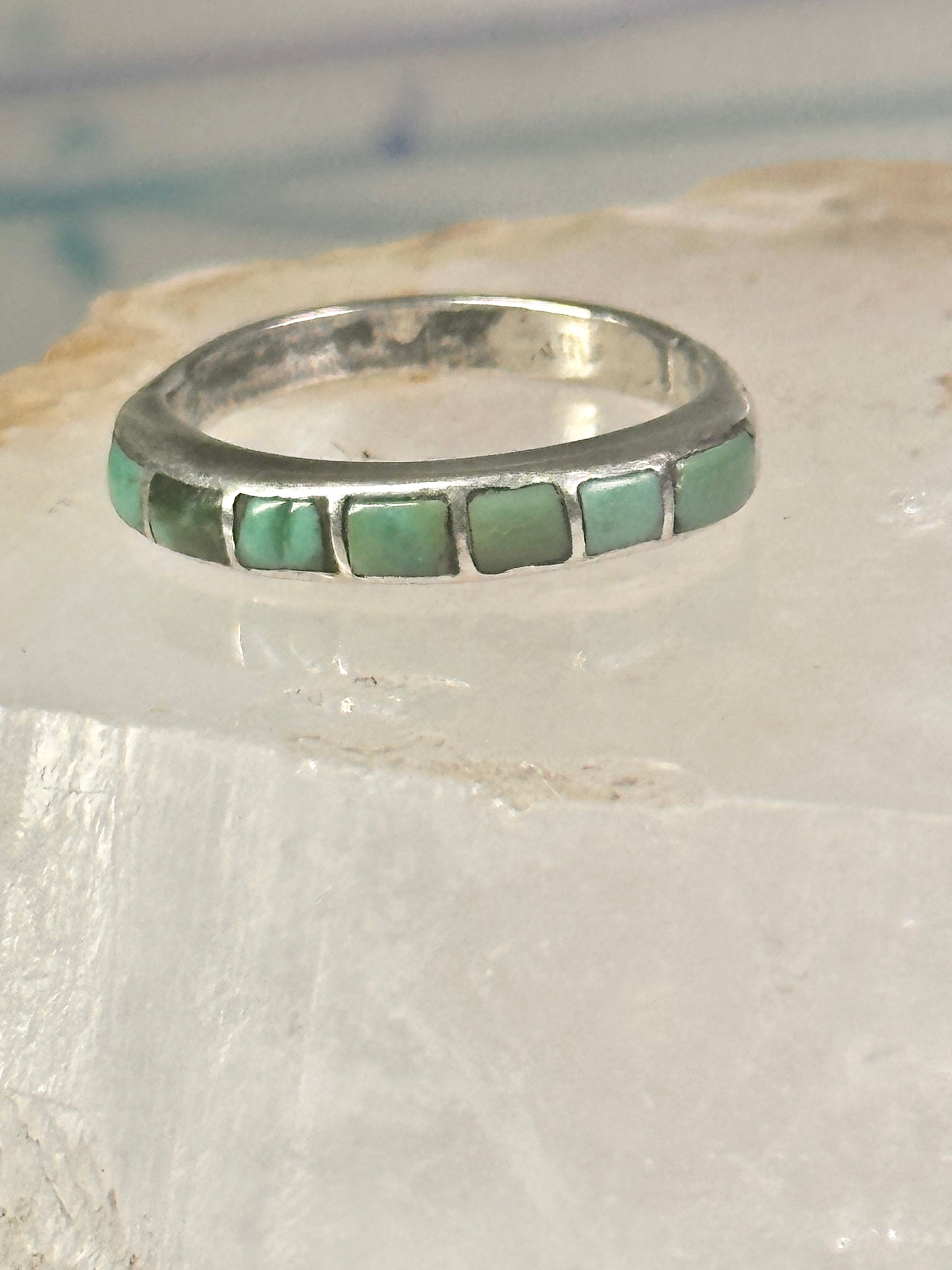 Navajo Turquoise ring size 6 stacker band southwest sterling silver women girls