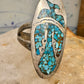 Long Phoenix ring southwest turquoise chips size 8 sterling silver women