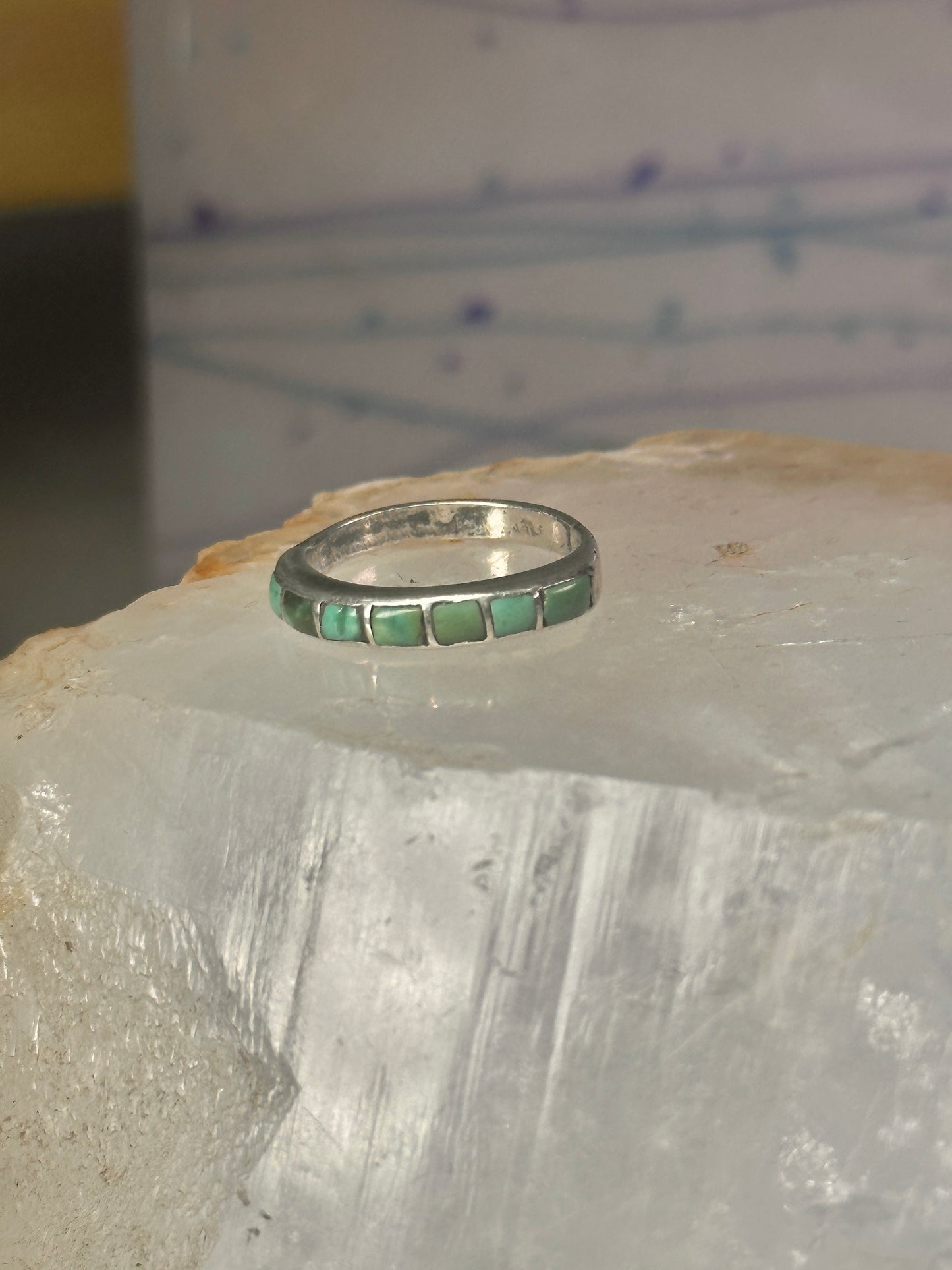 Navajo Turquoise ring size 6 stacker band southwest sterling silver women girls