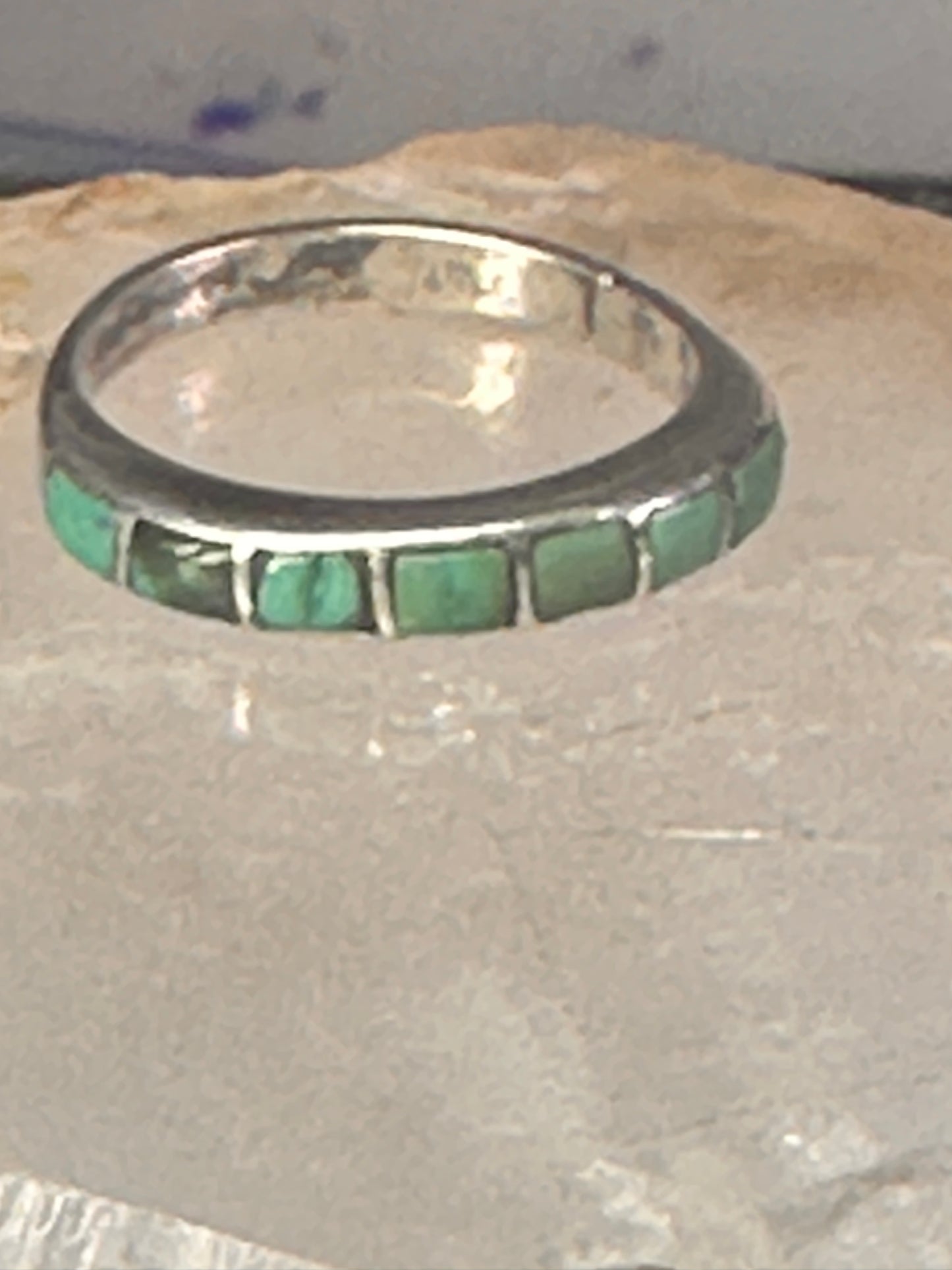 Navajo Turquoise ring size 6 stacker band southwest sterling silver women girls