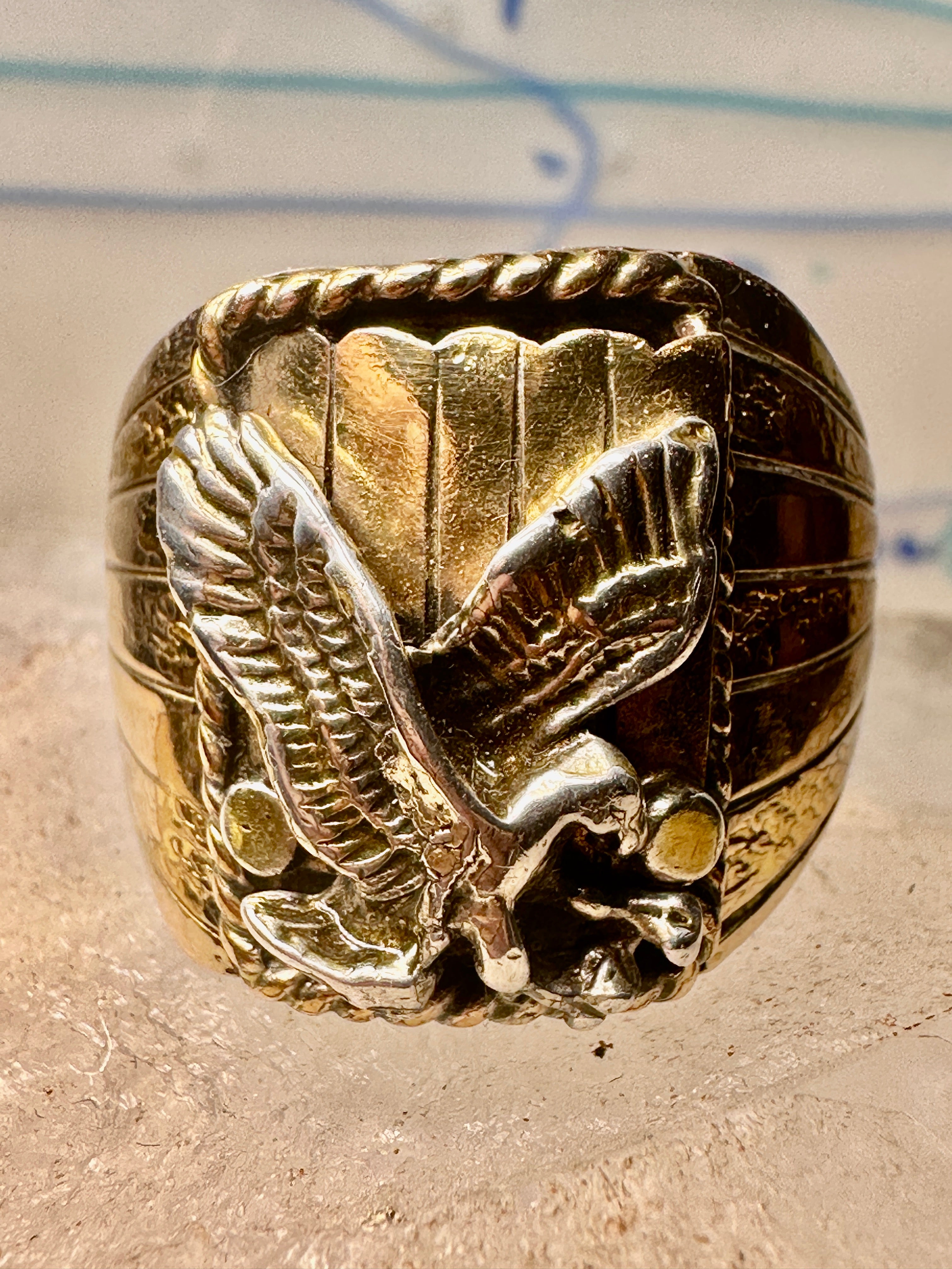 Stunning Native American eagle ring offers sterling silver Marked by artist size 11