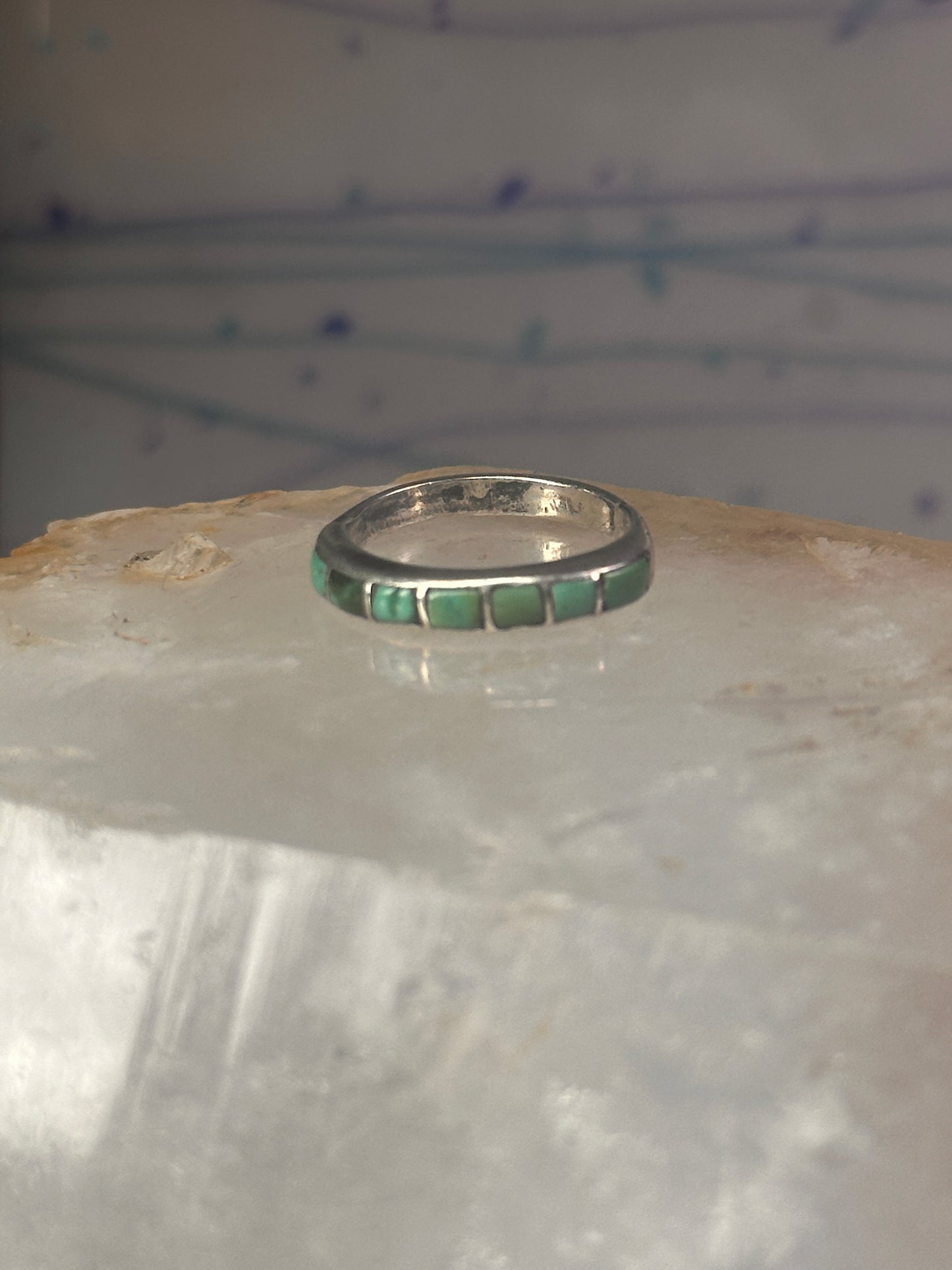 Navajo Turquoise ring size 6 stacker band southwest sterling silver women girls