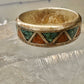 Zuni ring coral turquoise chips wedding band size 12 sterling silver men women