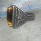 Vintage Sterling Silver Tiger's Eye Signet Ring Thunderbird Mudman Motif Statement Size 10.25 925