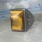 Vintage Sterling Silver Tiger's Eye Signet Ring Thunderbird Mudman Motif Statement Size 10.25 925