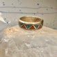 Zuni ring coral turquoise chips wedding band size 12 sterling silver men women