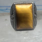 Vintage Sterling Silver Tiger's Eye Signet Ring Thunderbird Mudman Motif Statement Size 10.25 925