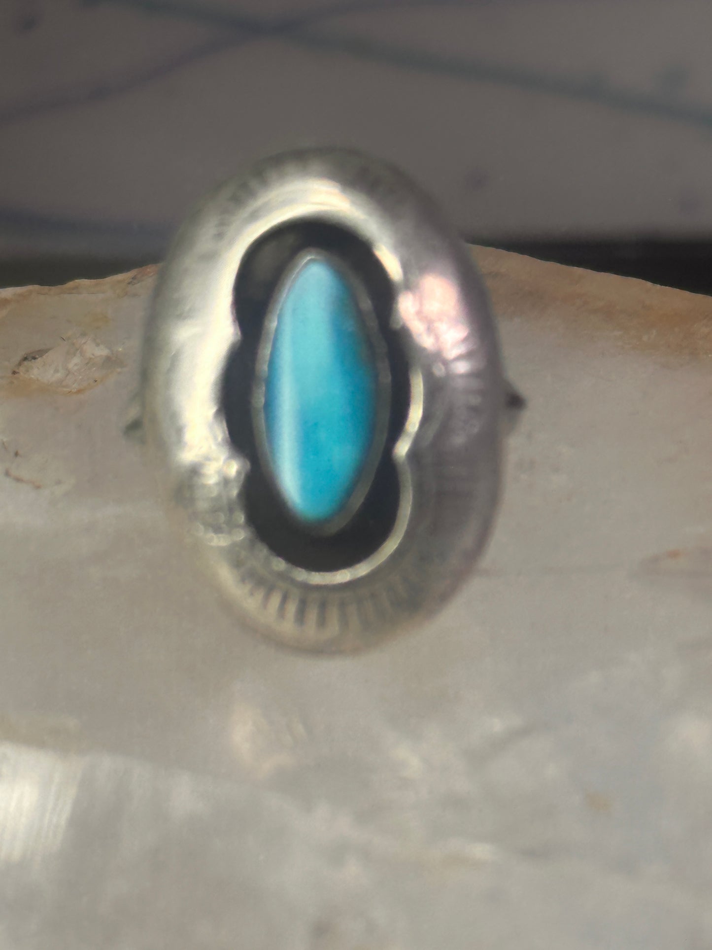 Navajo Ring Shadow box Turquoise size 7.2 sterling silver women girls