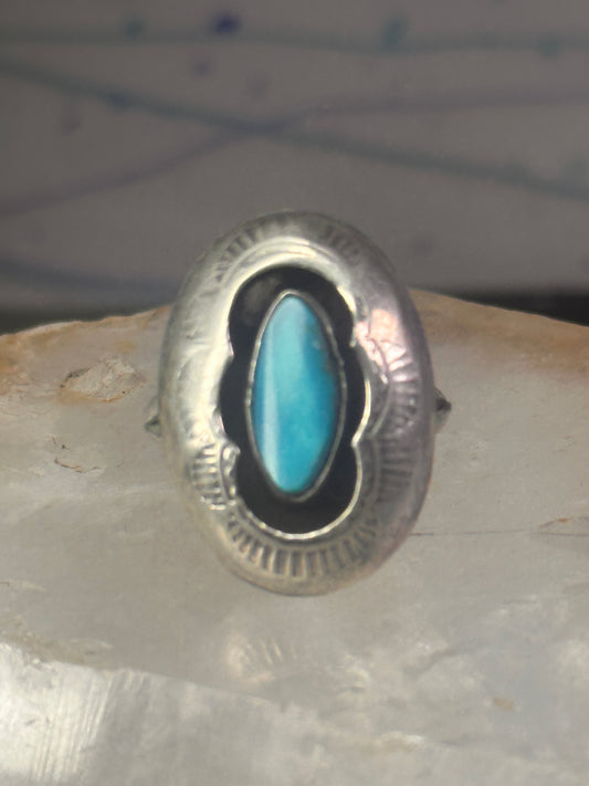 Navajo Ring Shadow box Turquoise size 7.2 sterling silver women girls