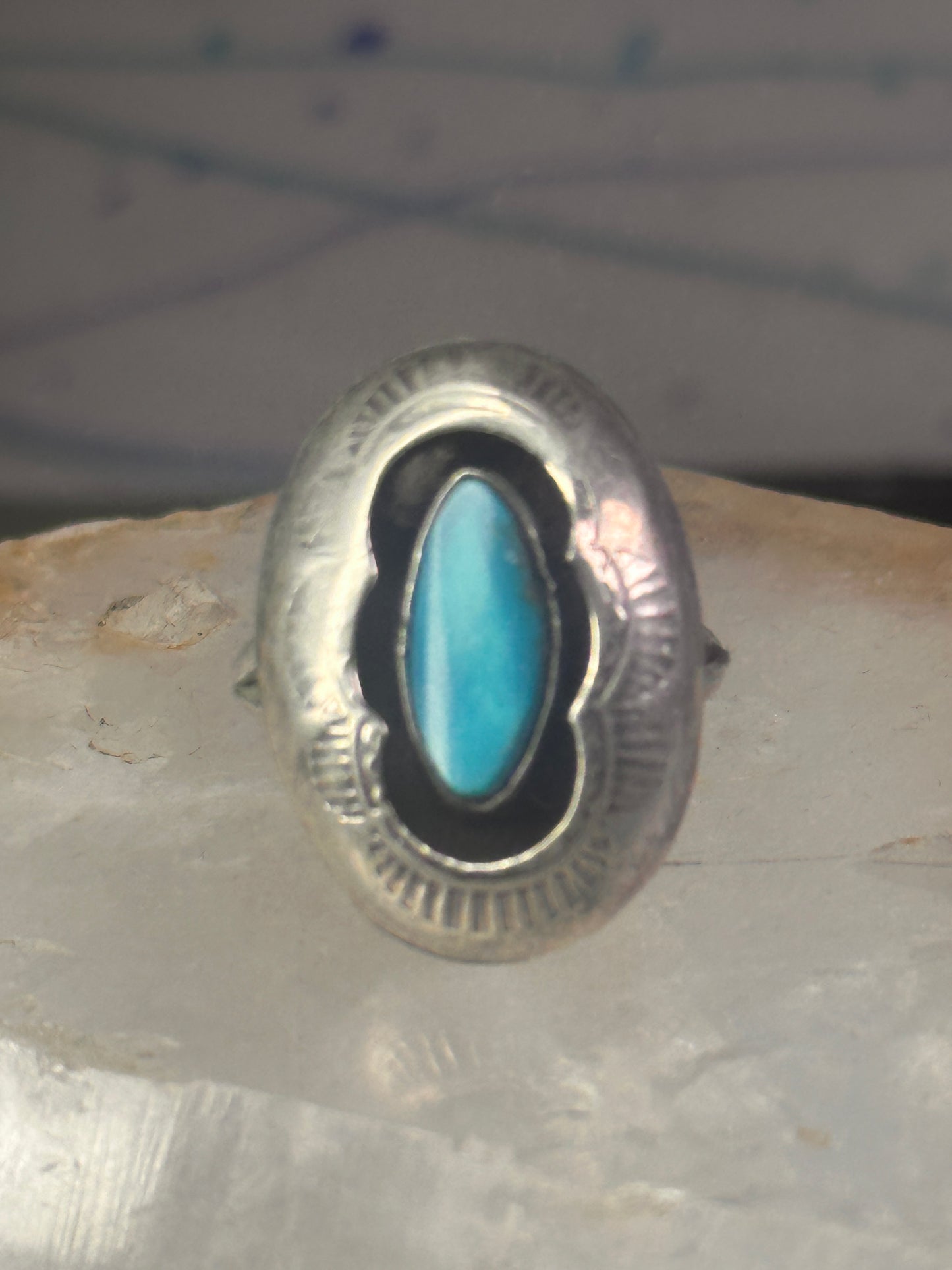 Navajo Ring Shadow box Turquoise size 7.2 sterling silver women girls