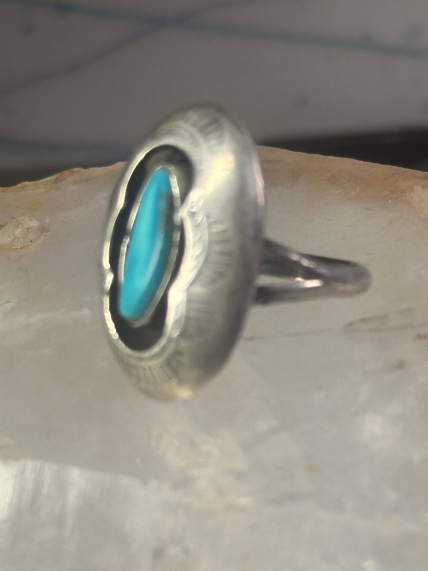 Navajo Ring Shadow box Turquoise size 7.2 sterling silver women girls