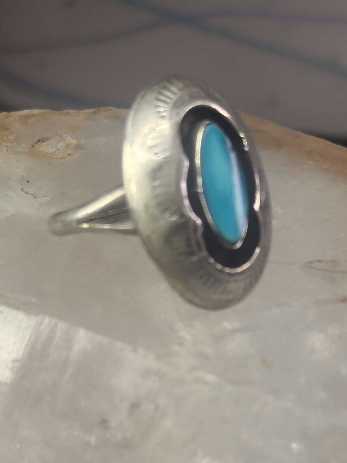 Navajo Ring Shadow box Turquoise size 7.2 sterling silver women girls