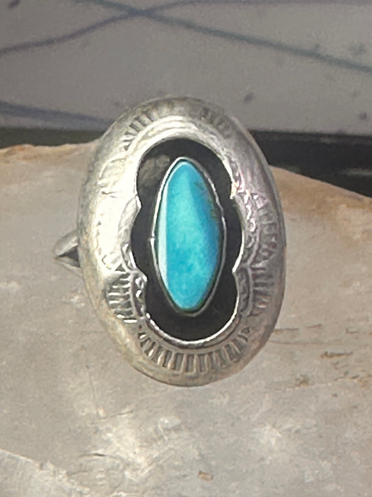 Navajo Ring Shadow box Turquoise size 7.2 sterling silver women girls